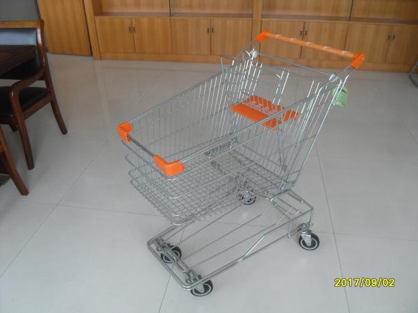 Asian Type 100L Wire Shopping Trolley / Grocery Shopping Cart With Orange Beby