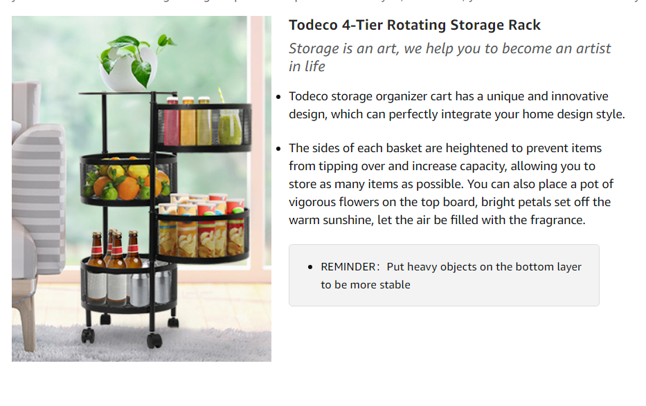 Multi Function Rotating Storage Rack Household Round Multi Layer Storage Shelf