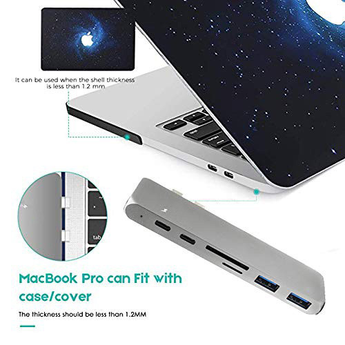 7 in 1 Aluminum Dual USB C Multi function hub, Double USB Type C Ports HUB For Macbook