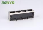 1x4 Right Angle Tab Down Shield RJ45 Connectors Quad Ports Ethernet Switch
