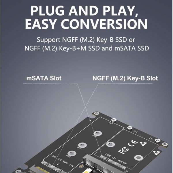 M.2 SATA to 2.5 Inch SSD Adapter for NGFF Key B M SATA SSDs