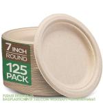 10 inch Compostable Plates Heavy-Duty Disposable Paper Plates Bagasse Natural