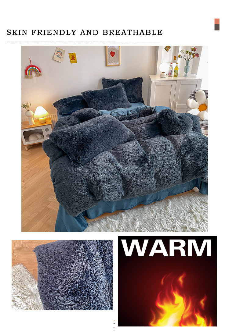 Christmas Luxury Shaggy Super Soft Warm Mink Velvet Duvet Bedding for Autumn Winter