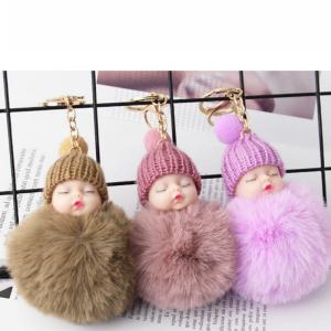 Wholesale Silicone / Cotton Plush Keychain Toys Sleeping Baby Shape 12 * 7CM 40G from china suppliers