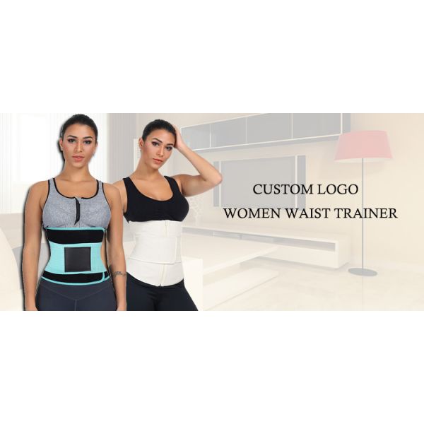 HEXIN Zipper Front Compression Double Belt Neoprene/Latex Waist Trainer for Women Shapers
