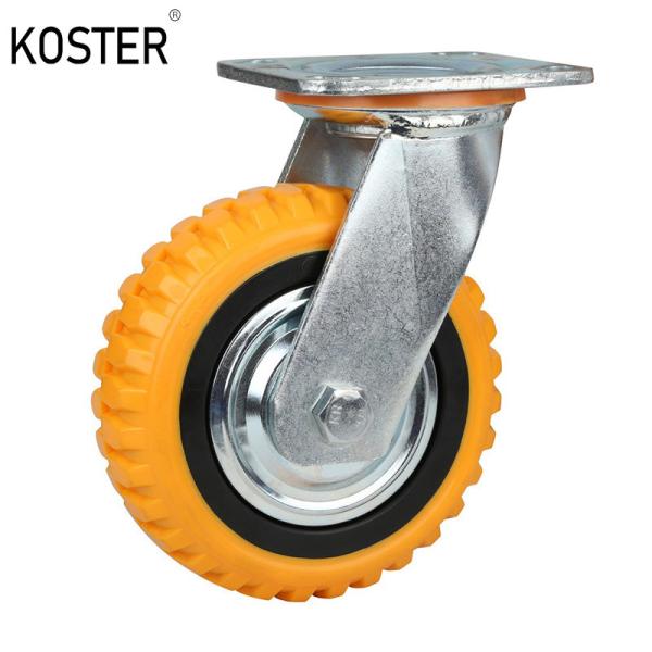 Orange Industrial Castor Wheel Heavy Duty PU Caster with Top Brake Initial