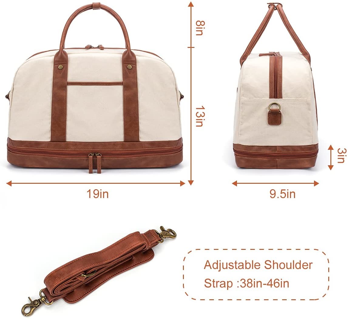 Tote Duffel Travel Bag Water Resistant With Shoe Compartment 46X20X31CM
