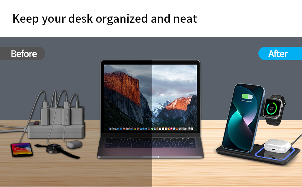 3 in 1 Mobile Phone Fast Charging Magnetic Wireless Charger Foldable and Portable Output 5W/7.5W/10W/15W Protection