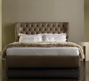 Wholesale Contemporary Brown Leather Chesterfield Headboard Double King Bed for Sale from china suppliers