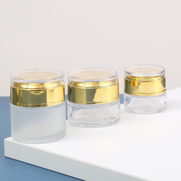 Logo/Graphic Design Label Clear Frosted Cream Jar Sealed Glass Jar for Cosmetics