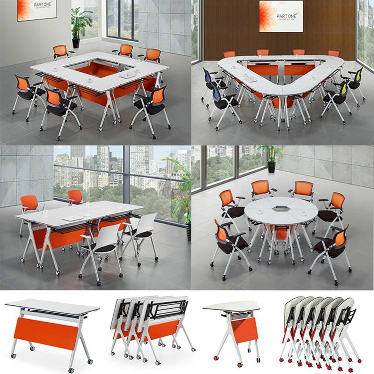 E1 MDF/MFC Melamine Board Folding Mobile Training Table for Office Hotel Conference