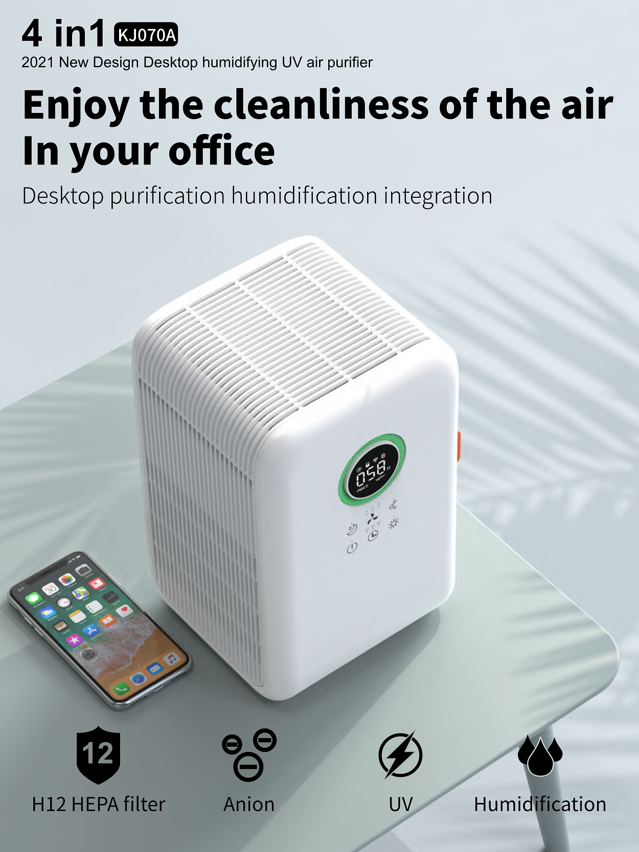 HOMEFISH Hepa Filter Household Air Purifier Ion Humidifier 400ml