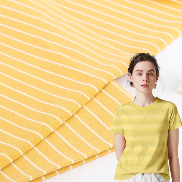 Fashionable Comfortable Plain Jersey Striped Cotton Fabric For T - Shirt Skin