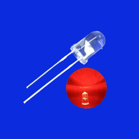 Through Hole LED 5mm 630nm Red Color Clear Lens Round With Flange For Illuminati