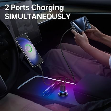 USB C Car Charger PD QC 45W For IPhone 15 Cigarette Lighter USB Charger Adapter
