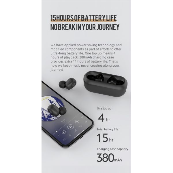 3D Stereo Bluetooth Earphones Automatic Pairing Mini Tws Wireless Earbuds (with Built-in Cable charging Case)