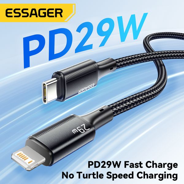 ESSAGER ES-X45 Pd 29w Usb C To Lighting Iphone Fast Charging Cord with USB 2.0 Connectors