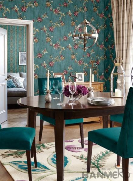 Strippable Room Decorating Wallpaper Floral Design PVC Wallcovering Professional