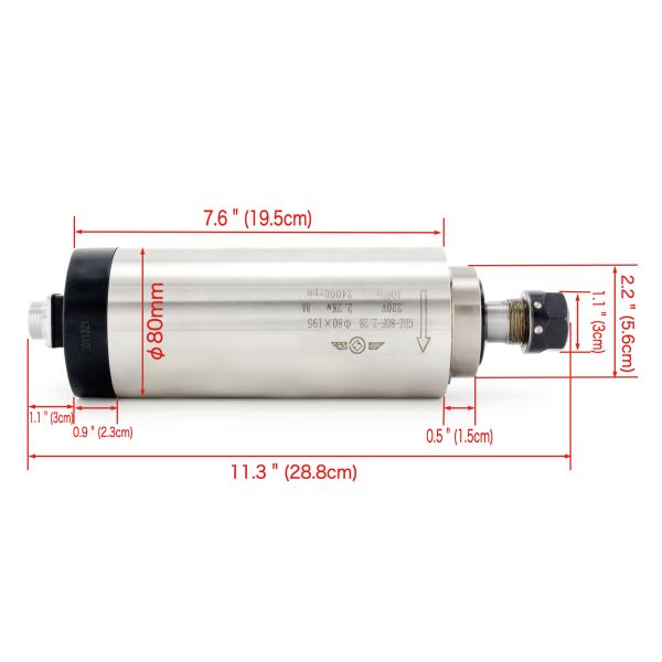 Air Cooling CNC Spindle Motor 2.2KW ER20 HY Inverter 80mm Clamp For Wood Engraving