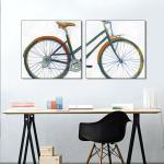 Customized Spray Painting Vintage Bike On Canvas Easy Set Up Living Room