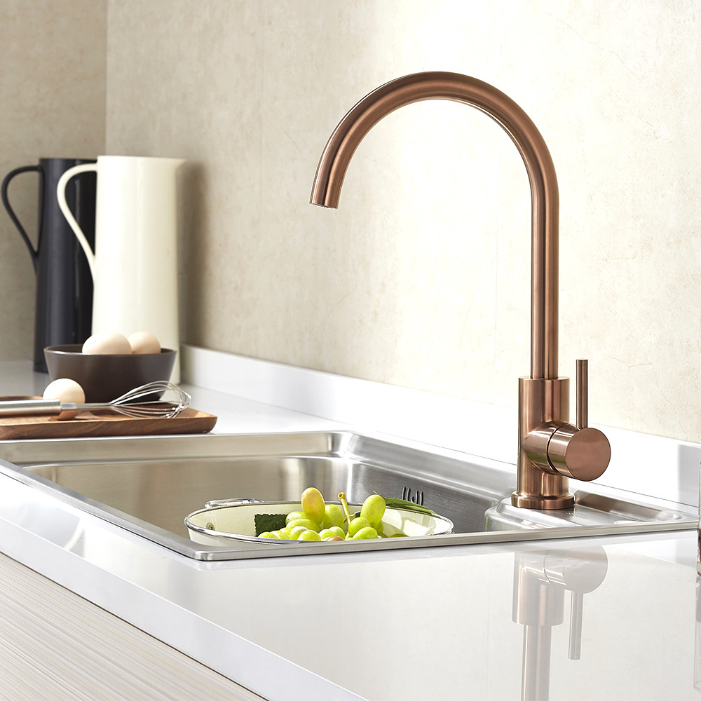 Stainless Steel 304/316 Material Kitchen Fitting Single Handle Sink Faucet Hot Sales Water Faucet With Copper Color