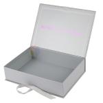 Foil Logo Silver Glitter Paper Custom Wig Packaging Boxes Luxury With Ribbon