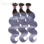 Two Tone Unprocessed Brazilian Virgin Remy Hair , Grey Curly Human Hair