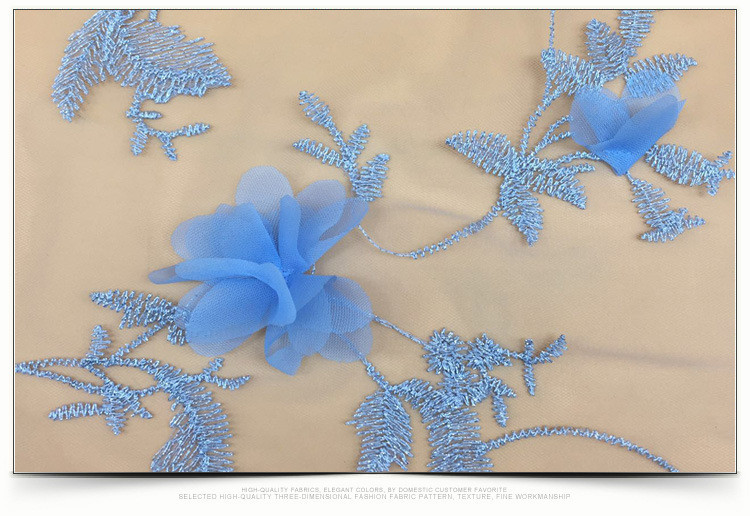 Colorful Polyester 3D flower embroidered Lace fabric for women garments