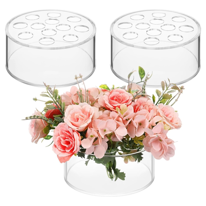 12 Holes Round Acrylic Flower Box Floral Stands For Home Decor Or Wedding Table