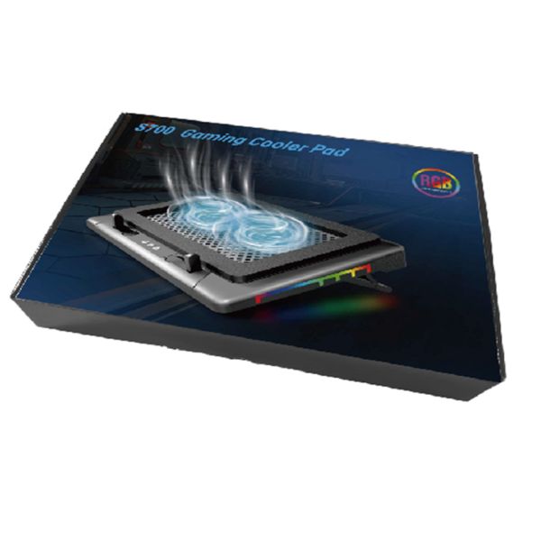 Laptop Cooling Tray With RGB Lighting Two 14cm Fans Running At 1400±10% RPM 7 Levels Of Height Adjustment For Gamers DIY Enthusiasts