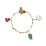4 Motifs Lucky Alhambra Bracelet 18k Yellow Gold With Carnelian / Tiger'S Eye