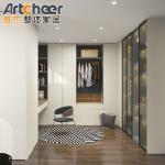 Customized Wooden Clothes Hinge Door Wardrobe with LED Closet Modern Bedroom