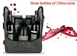 Wholesale Factory supply Ice insulated nylon wine bottle cooler bag for three wines from china suppliers