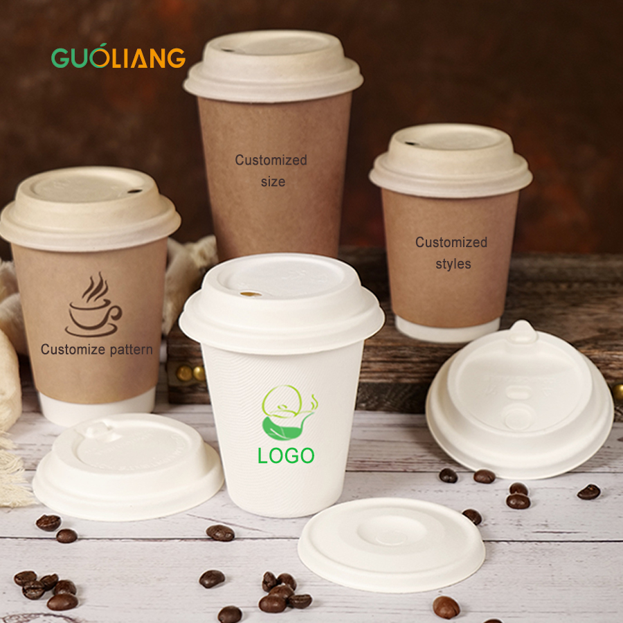 Biodegradable Compostable Disposable Paper Sugarcane Bagasse Fiber Coffee Cup Lid