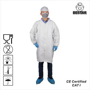 Wholesale OEM Microporous Film Disposable Lab Coat Waterproof Smocks With Collar from china suppliers