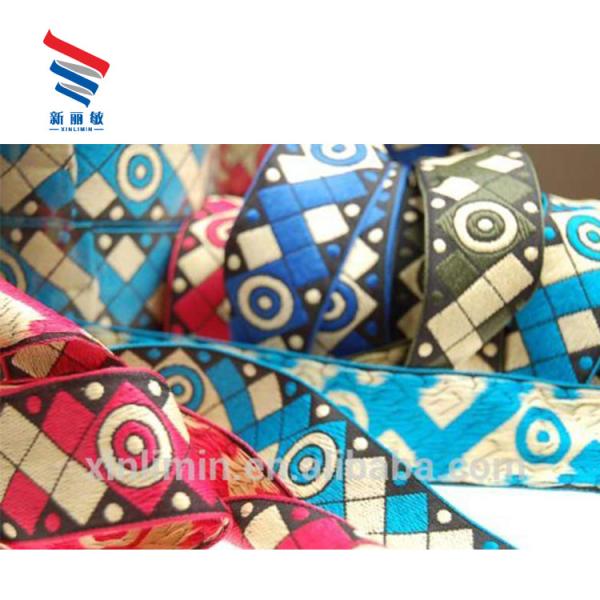 100% Cotton Cloth Custom Design Double Face Jacquard Ethnic Lace Embroidered