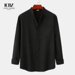 Men's Casual White Black Regular-Fit Linen Cotton Long Sleeve Shirts with Custom