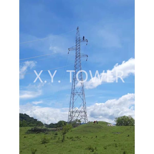 Galvanized Q235/Q355 Angle Steel Single Circuit Lattice Electrical Transmission Pylon Tower
