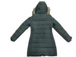 Women'S Black Long Puffer Jacket With Faux Fur Hood