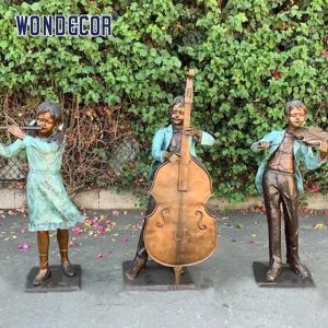 Wholesale Custom Life Size Bronze statues of partners playing instruments together from china suppliers