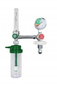 China Sharp type bull nose green color brass material Medical Oxygen Regulator with Flow meter and  Humidifier on sale