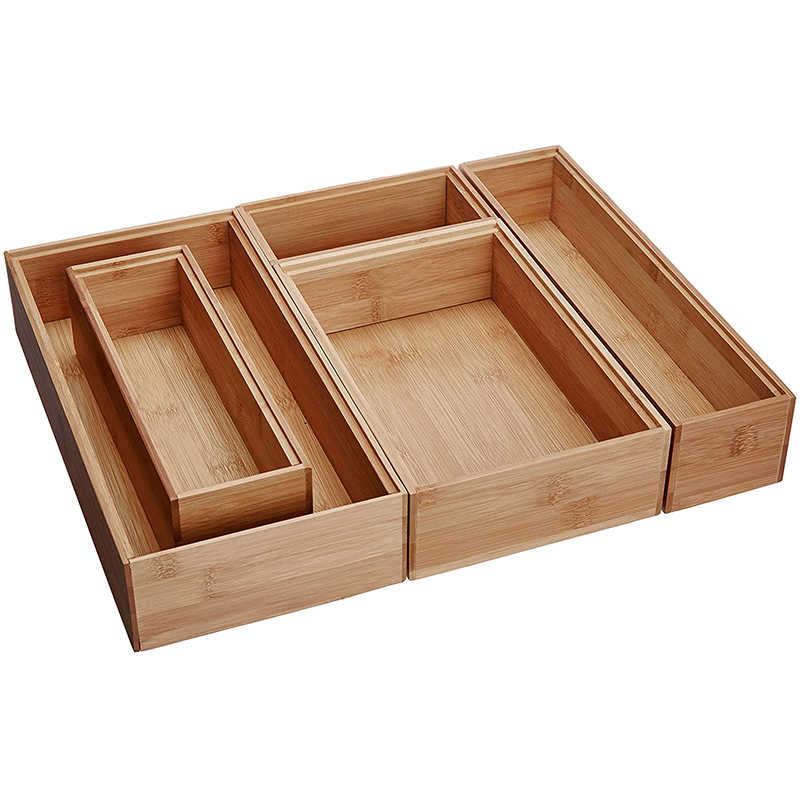 Carved Bamboo Five-Piece Storage Box Set for a Sophisticated and Organized Living Room