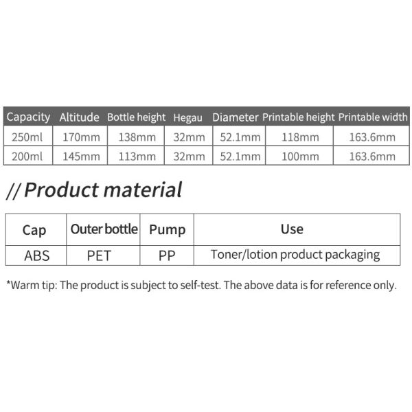 High-End Plastic Body Wash Bottle Cylinder Flat-Shoulder Toner Bottle for Body Lotion Shampoo Lotion 200ml 250ml