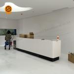 2Person Solid Surface Hotel Counter Table Regular Reception Station Desk