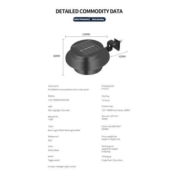 Solar Antique Wall Lamp Led Solar Fence Lights For Garden With 50000 Hours Lifespan