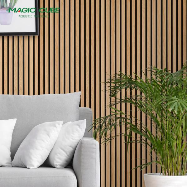 HPL Finish Akupanel Wood Slatted Wall and Ceiling Felt Panels for Interior