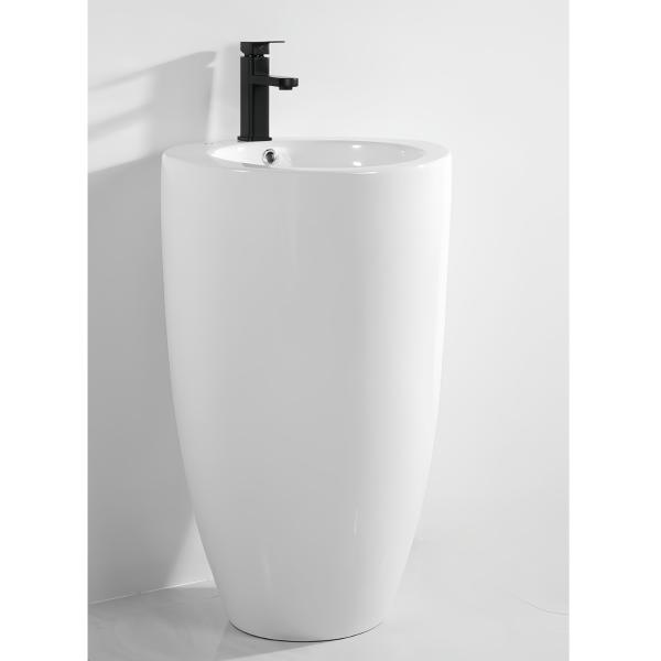 Unique One Piece Ceramic Sanitary Wares Pedestal Round Basin with Cleaning