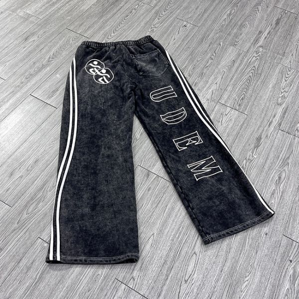 Custom Ripped Screen Print Acid Wash Vintage Sweatpants Baggy Embroidered Wide Leg Streetwear Flared Sweatpants Track Pants Men