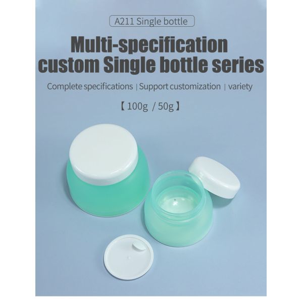 Industrial Cosmetic Matte Finish Lotion Cream Jar with Lid Translucent Green Luxury Empty 50G Cosmetic Containers