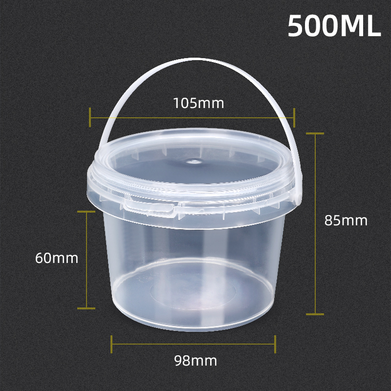 Transparent 500ML Food Grade Plastic Bucket with Lid Customized Pattern by UMETASS